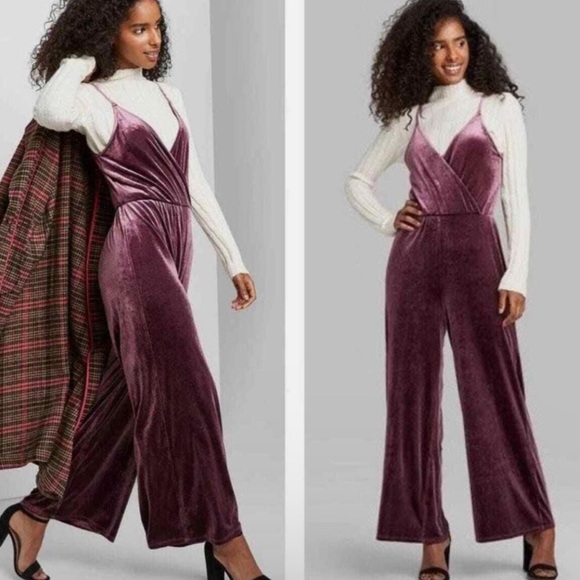 Eyeshadow Pants - Eyeshadow Velvet Jumpsuit in Purple